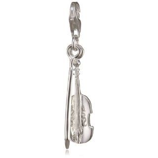 Vinani Charm Anhänger Geige mit Bogen glänzend Musik Sterling Silber
