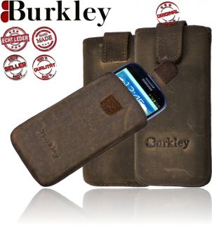 Burkley ANTIK GREY Leder Tasche für Samsung Galaxy S3 Mini Case Etui