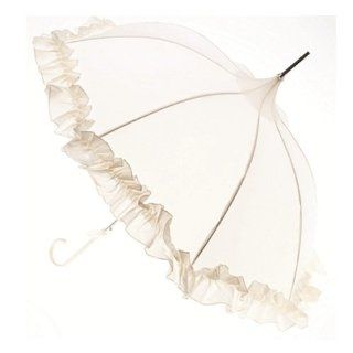 Lisbeth Dahl Regenschirm mit Rüschen creme 94 cm Durchmesser 