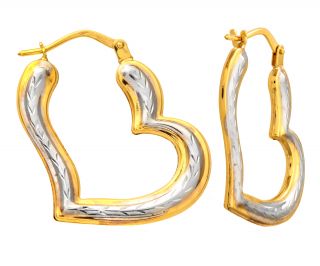 Wunderschöne 9 Karat (375) Gold Herz Paar Ohrringe   25mm*3mm