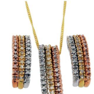 Damen Halskette mit Anhänger 9 Karat (375) Tricolor 2.44.8994