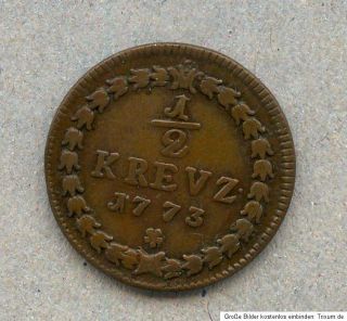 PFALZ 1/2 Kreuzer 1773, attraktive, gut ausgeprägte Münze