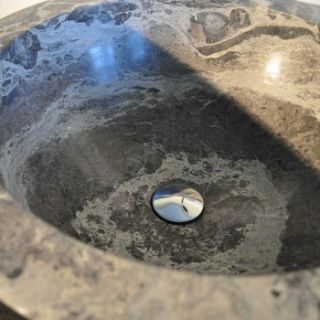 Waschbecken Waschtisch Bad Marmor rund grau weiß Neu