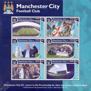 MANCHESTER CITY Football Club Stamps (2002 Grenada MiniSheet) SG4813