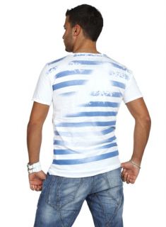 VSCT Herren Sommer Shirt Rundhals Streifen T Shirt Ibiza ocean
