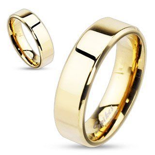 Ring Edelstahl Hochzeitsring Verlobungsring Gold Look Hochglanz, 6mm