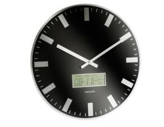 Karlsson Wanduhr LCD Station schwarz Zeit Uhr Time Zeitanzeige Clock