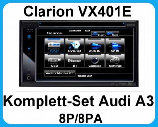 Komplett Set Audi A3 8P/8PA Clarion VX401E USB MP3 DVD DivX Moniceiver