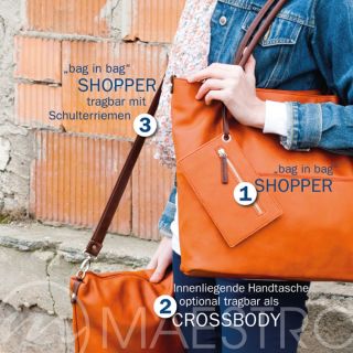 Maestro Surprise Bag in Bag Shopper 41 cm Handtasche + Umhängetasche