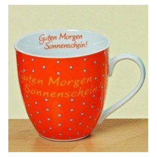 Becher Kaffeebecher Jumbobecher Keramik orange  bunt Guten Morgen