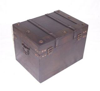 Massivholz Box 611 Kunstleder Seefahrerkiste Antikoptik Holz Kiste
