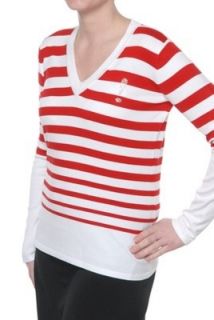 NEU KLINGEL Pullover Sweatshirt V Ausschnitt weiß/rot