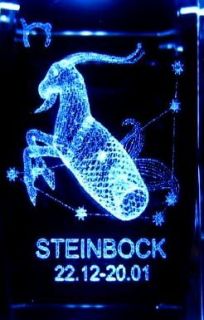 3D Laser Kristall Sternzeichen Steinbock + 3LED Base S1