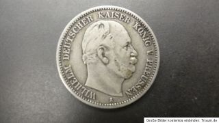 Silbermünze 2 Mark Wilhelm Deutscher Kaiser König von Preussen 1879