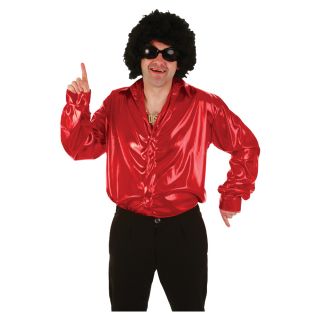 Rotes Retro 70er Metallic Disko Shirt für Männer Halloween Karneval