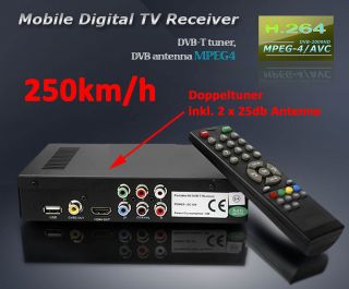 Auto DVB T Receiver Doppel Tuner True Diversity HDMI / 2x 25db Antenne