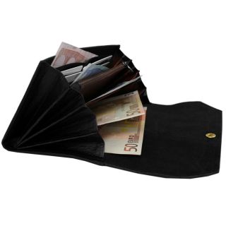 Damen Geldbeutel Portemonnaie Geld Börse Etui Karten Purse Schwarz Pu