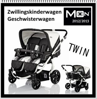 Babywelt Moon 2013 Zwillingswagen Twin Zwillingskinderwagen (824 Black