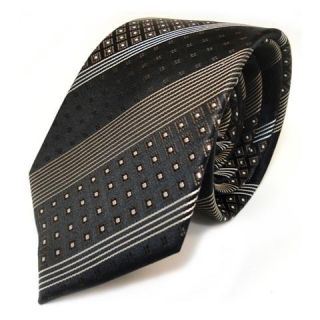 Designer Seidenkrawatte schwarz braun silber gestreift   Krawatte 100