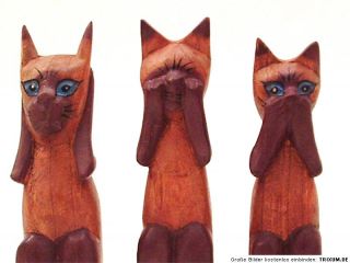 Drei Katzen~Glücksbringer~Katze~Holz~nichts hören~sehen~sagen