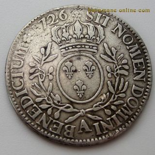France ECU 1726 A * Ludwig XV. * KM 486.1 / Silber Ag.917 / ss