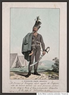 1794 Kroatien Croatia Pandur Uniform militaria Kolorierter Kupferstich