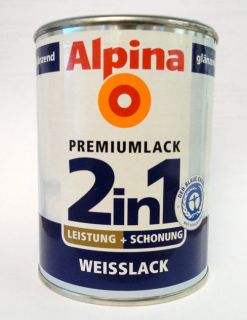 Alpina 500 ml 2in1 Premium Weisslack GLÄNZEND Lack weiss (1l/13,98