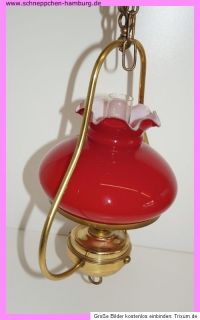 Petroleum Leuchte Lampe rote Kuppel Hängeleuchte Hängelampe lamp