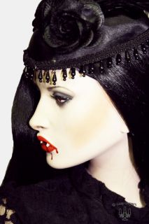 Gothic viktorianischer Hut Haube Kopfbedeckung zum hist. Kostüm