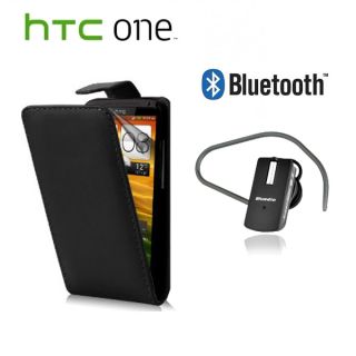 SET f HTC ONE S FLIP TASCHE LEDERTASCHE + BLUETOOTH HEADSET ORIGINAL