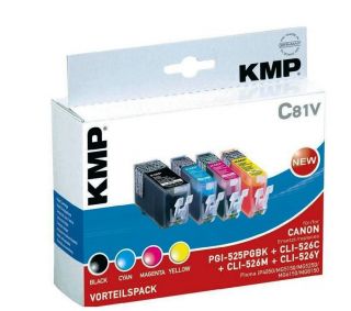 KMP Vorteilspack C81V Canon IP 4850 ersetzt PGI 525bk, CLI 526c/my/b