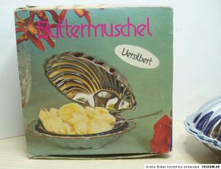 Buttermuschel versilbert Tischdekoration Retro 70er