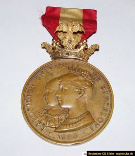 Bronze Medaille   Weltausstellung Barcelona 1888   Krone 585  er Gold