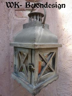 Laterne Windlicht Lampe Kerze Holz Eisen Deko Stil Art