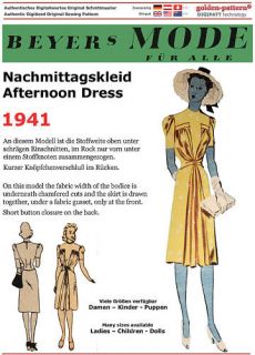 Schnittmuster Nachmittagskleid 1941 Beyers Mode