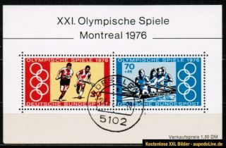 Bund BRD Block 12 Olympische Spiele Montreal 1976, gestempelt
