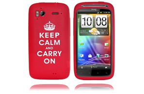 For HTC Sensation Silicone Skin Case/Cover   Keep Calm and Carry On