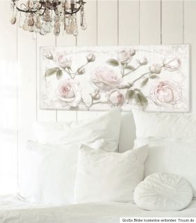 XL Rosen Bild Gemälde creme weiß rosa Shabby Chic Landhaus Thomas