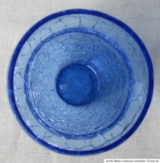 kleine Vase Glasvase blau Craquele Glas 10,5 cm hoch