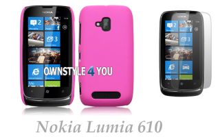 Tasche Case Cover für Nokia Lumia 610 + Gratis Folie Hard Pink