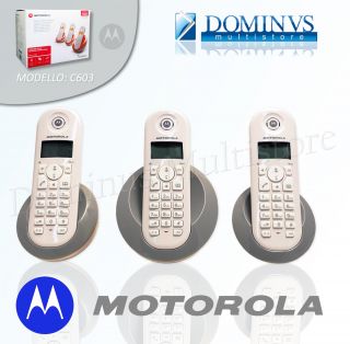 TELEFONO CORDLESS MOTOROLA C603 TRIO VIVAVOCE ECO DECT DISPLAY LCD