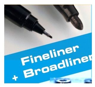 LÖSCHER Fineliner Broadliner 2 Stifte schwarz Blu Ray BECO 609.59