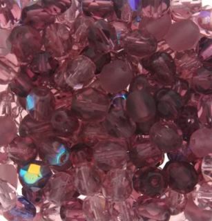 400 x 4mm Czech Fire Polished Crystals   Purple Bead Mix Best Price
