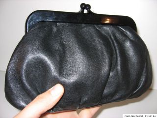 Clutch Tasche Schwarz Leder Look Bag Pochette Handtasche Princess Bag