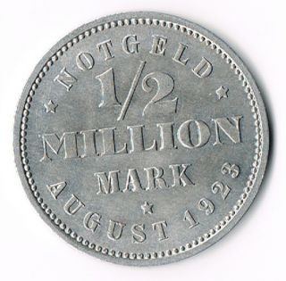 NOTGELD HAMBURG 1/2 MILLION MARK 1923 FUNCK 636.2 ALU ST