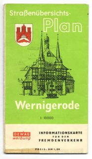Wernigerode alter Stadtplan 1964 Strassenverzeichnis Strassennamen DDR