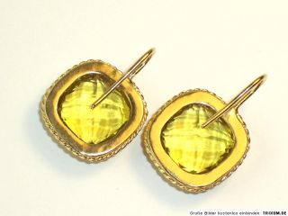 Ohrringe / Haken mit Lemon Citrin goldplattiertes 925er Silber