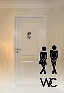 Wandtattoo Türaufkleber Bad WC Toilette Mann/Frau W668 in schwarz