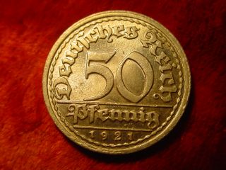 Deutsches Reich 1921 J 50 Pfennig Gich regen bringt Gegen 680