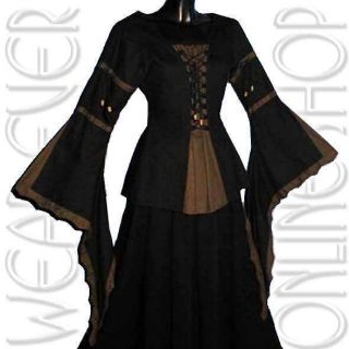 MITTELALTER Bluse gewandung gothic schwarz/braun M L XL XXL kostüm